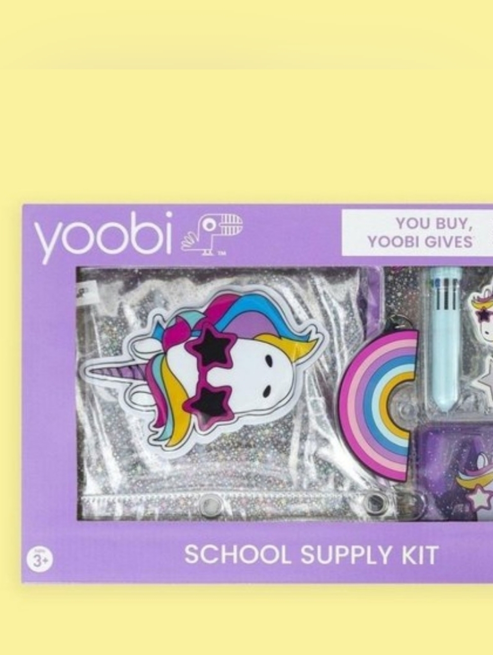 Yoobi Unicorn Glitter School Supply Kit